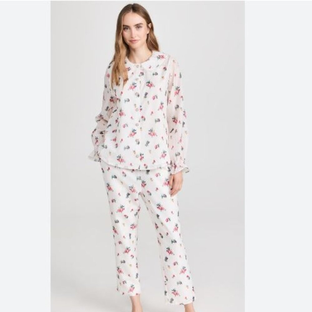 Hill House Ivory Floral Rosemary Going Out Pajamas NWT